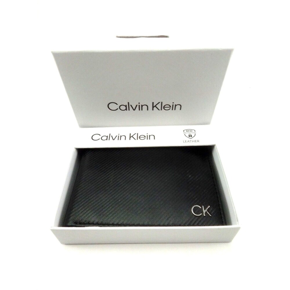 Calvin Klein Men's Black Soft Leather Logo Bifold Wallet